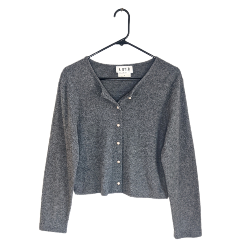 Vintage 90s Cropped Button Down Fuzzy Cardigan - Picture 3 of 9